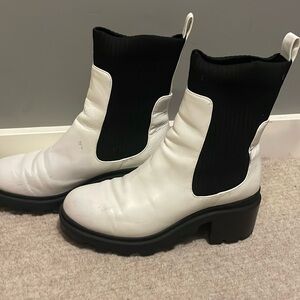 BP tall slight heeled black and white boots size 7